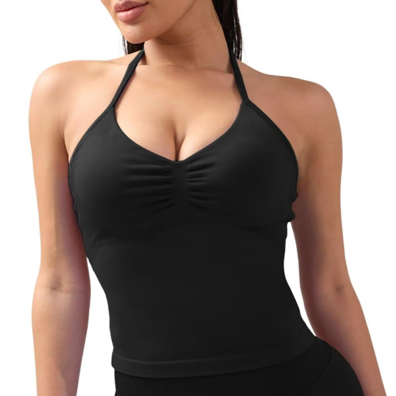 NCLAGEN Impact Longline Strappy Sports Bra – Open Back Yoga Tank - Quick Deals Box