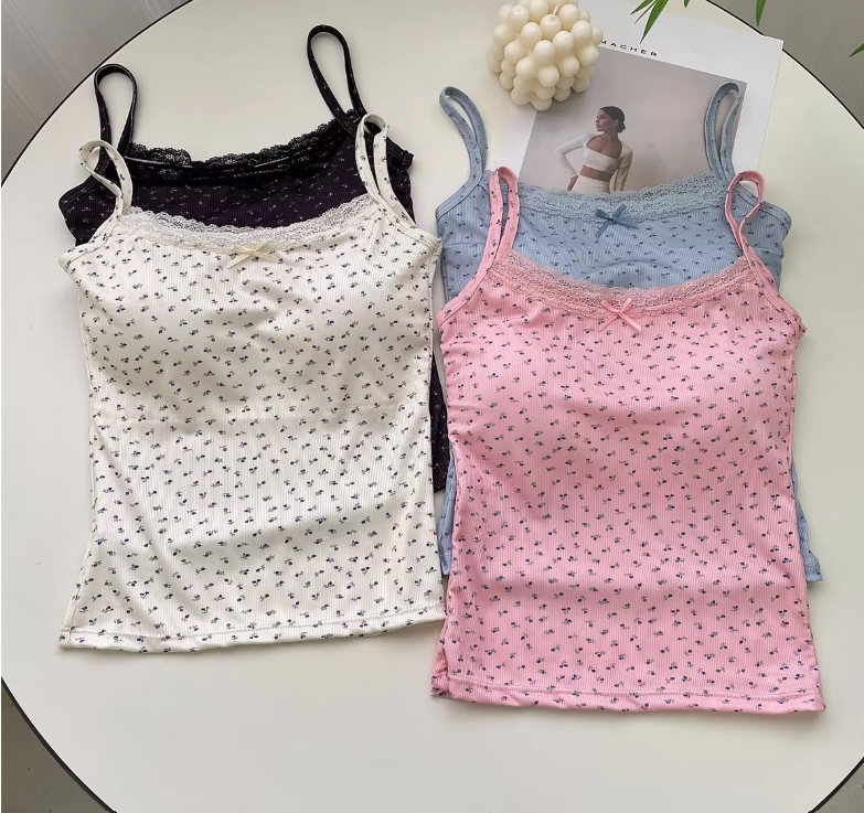 Summer Y2K Bow Lace Crop Top – Sexy Backless Camisole with Padding