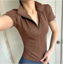 Women’s Slim Fit Quick-Dry Yoga Top – Zipper & Stand Collar