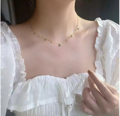 925 Silver Green CZ Drop Necklace – Elegant Women’s Choker