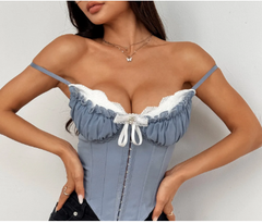 Trendy Y2K style with elegant lace patchwork design