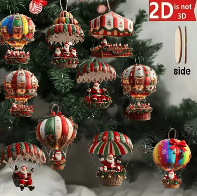 Christmas Wooden Hot Air Balloon Pendants