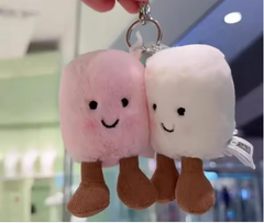 Cute Two-Tone Plush Cat Keychain