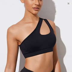 Women One-Shoulder Push-Up Sports Bra – Shockproof Yoga & Running Vest