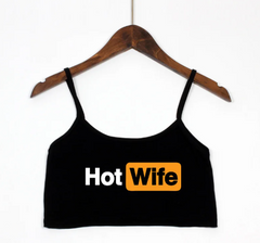 HOT WIFE Letter Print Sexy Crop Tank Top