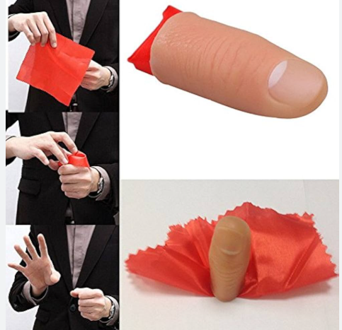 Magic Thumb Tip Vanish Trick Set with Red Silk – Close-Up Magic Prop - Quick Deals Box