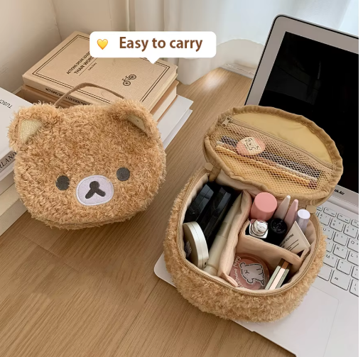 Cute Anime Bear Plush Makeup Organizer Pouch - Quick Deals Box