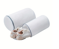 Mesh shoe washing bag with zipper by Quick Deals Box, designed for laundry of sneakers, socks, bras, and delicate garments.