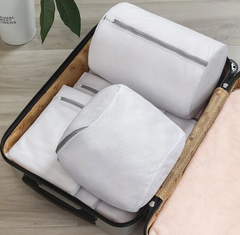 Quick Deals Box mesh shoe washing bag with zipper, ideal for laundry of sneakers, socks, and bras, keeps items protected during washing.