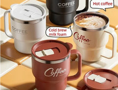 Stainless Steel Insulated Coffee Mug with Handle & Leak-Proof Lid