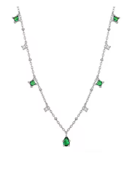 925 Silver Green CZ Drop Necklace – Elegant Women’s Choker