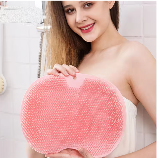 Shower Foot Scrubber Mat Back Washer Exfoliating Bath Wash Pad Wall Mounted Slip Suction Cups for Use in Cleaner Men and Women