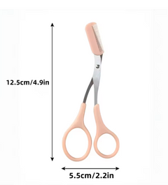 Pink Eyebrow Scissors with Comb – Stainless Steel Precision Grooming Tool