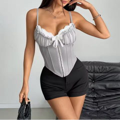 Trendy Y2K style with elegant lace patchwork design