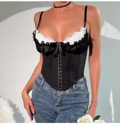 Trendy Y2K style with elegant lace patchwork design