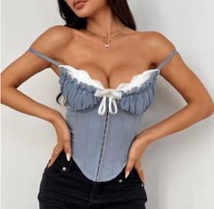 Trendy Y2K style with elegant lace patchwork design