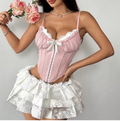 Trendy Y2K style with elegant lace patchwork design