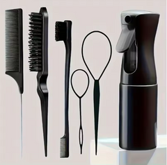 6PCS Hair Styling Brush & Comb Set with Spray Bottle