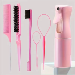 6PCS Hair Styling Brush & Comb Set with Spray Bottle
