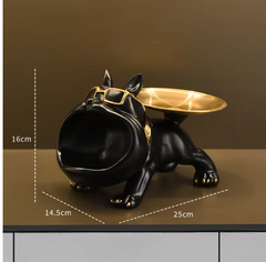 Resin Bulldog Statue Storage Tray Home Decor