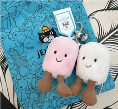 Cute Two-Tone Plush Cat Keychain