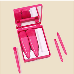 5PCS Portable Makeup Brush Set with Mirror Box