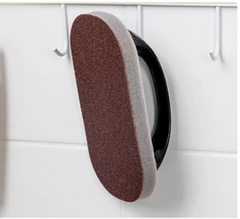 Quick Deals Box Magic Emery Sponge Cleaning Brush with handle for rust and stain removal in kitchen and bathroom surfaces.