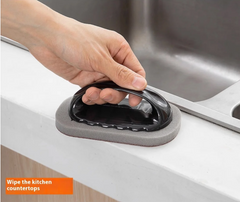 Quick Deals Box Magic Emery Sponge Cleaning Brush with handle, rust and stain remover for kitchen and bathroom surfaces.