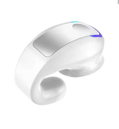 Wireless bone conduction Bluetooth earbuds with mic, sports noise-canceling headset by Quick Deals Box, shown in a sleek design.