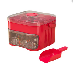 Quick Deals Box 50-cube double layer ice cube tray with easy press lid and storage box for convenient ice making and storage.