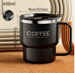 Stainless Steel Insulated Coffee Mug with Handle & Leak-Proof Lid