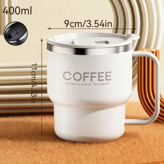 Stainless Steel Insulated Coffee Mug with Handle & Leak-Proof Lid