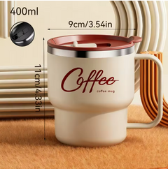 Stainless Steel Insulated Coffee Mug with Handle & Leak-Proof Lid