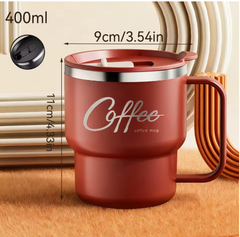 Stainless Steel Insulated Coffee Mug with Handle & Leak-Proof Lid