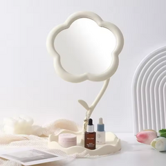 Sunflower Desktop Makeup Mirror with Jewelry Organizer for Girls