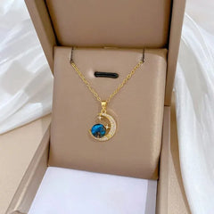 Necklace for Women Gold Color Planet Moon